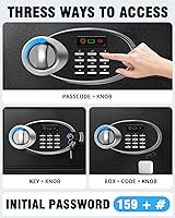 Vista 3 de 1.8 Cu Ft Safe Box with Fireproof Waterproof for Documents - Steel Security Personal Safe with Digital Electronic Keypad, Emergency Battery Box &