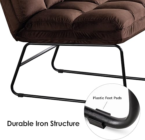 Miniatura 7 de MCombo Silla decorativa con otomana, patas de metal modernas de terciopelo, silla de club, sofá para sala de estar, sala de lectura, dormitorio 0014