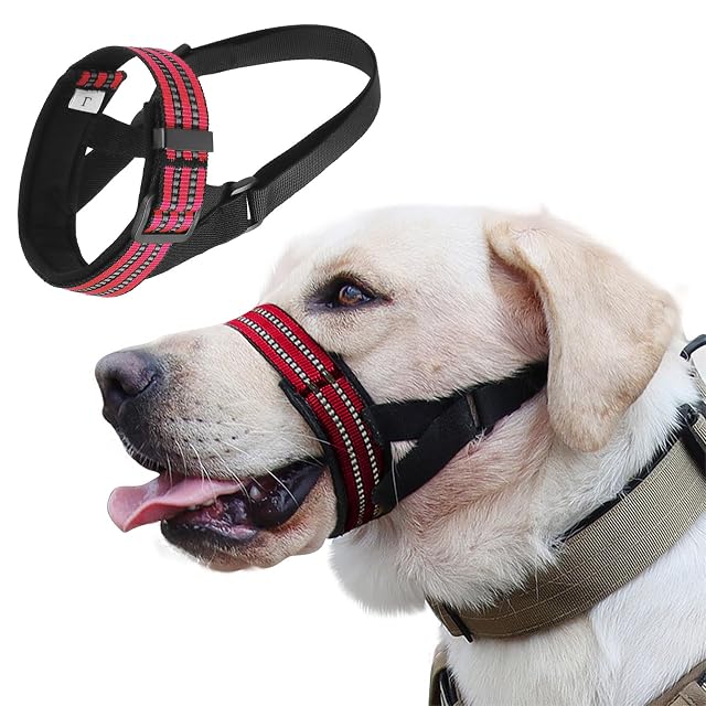 PETCUTE Bozal para Perros Pequeños y Medianos,Ajustable Bozal de Nylon para Perros,Bozal de Suave para Perros…