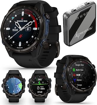 Garmin Descent Mk3 & Mk3i 51 mm & 43 mm, Titanium Dive Computer - Extra-Long Strap | Up to 25 Days Battery Life, AMOLED Display, GPS Smartwatch & Gift Bundle 010-02753-10