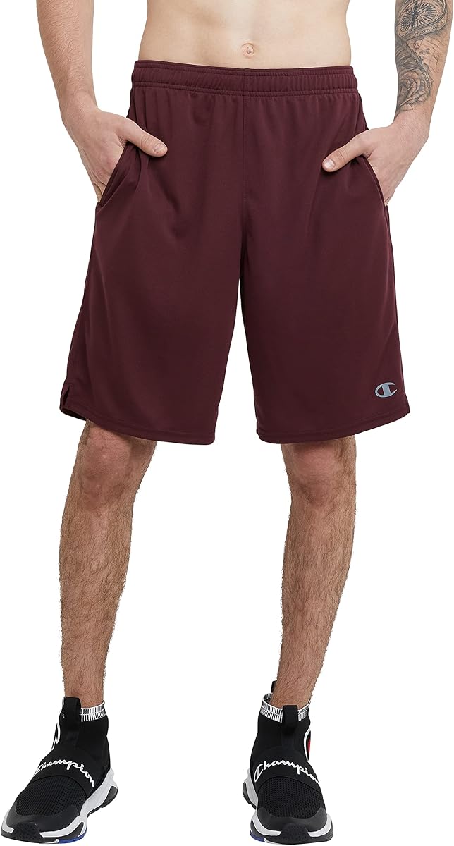 Champion Pantalones cortos deportivos para hombre, ajuste estándar, entrepierna de 10 pulgadas, tela ligera, que absorbe la humedad