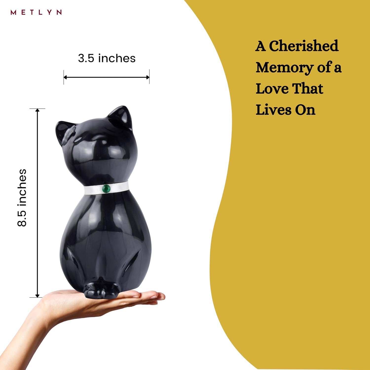Kitty Cat Urns for Ashes - Pet Memorial Cat Urn Cat Memorial Gift, Pet Urn for Cat Ashes Keepsake Pet urns for Cats Ashes, Pet Ashes Urn, Pet Cremation Urn (Black)
