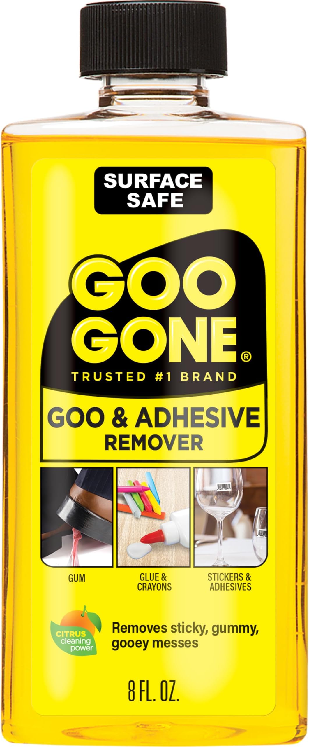 Goo Gone Adhesive Remover - Surface Safe, Safely Removes Stickers, Labels, Decals, Residue, Tape, Chewing Gum, Grease, Tar