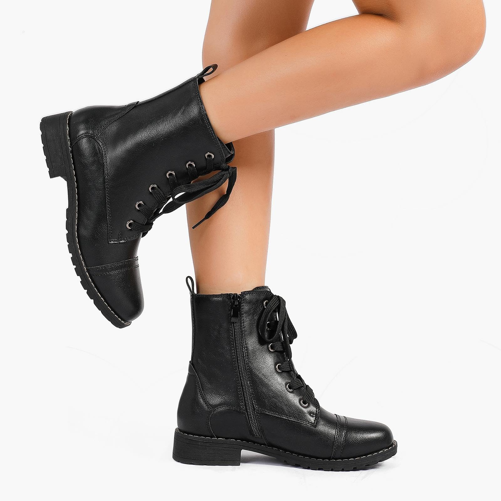 Putu Buty Damskie Buty Na Zamek Błyskawiczny Sznurowane Modne Buty Damskie Antypoślizgowe Do Codziennego Miejskiego Noszenia 36-41