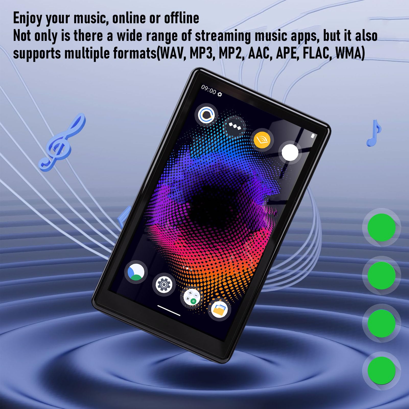 Sxhlseller Reproductor de Música de 128 GB con Pantalla Táctil | 11 WiFi Bluetooth MP3 MP4 Reproductor HiFi Sonido sin Pérdidas, 64GB + 64GB de Almacenamiento para Niños Adultos Streaming (Black)