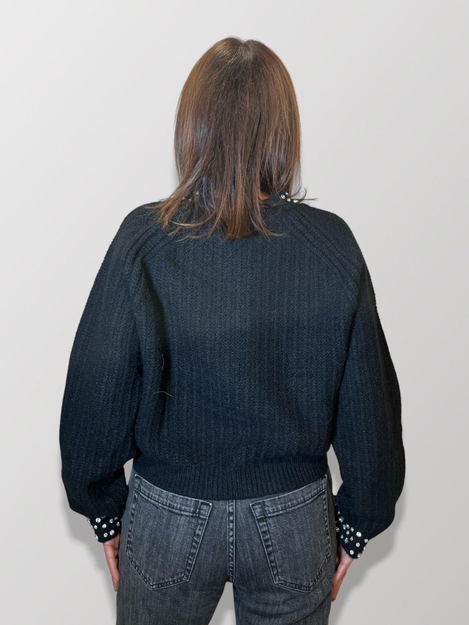 SUSY MIX Maglia Elegante Girocollo Donna con Strass