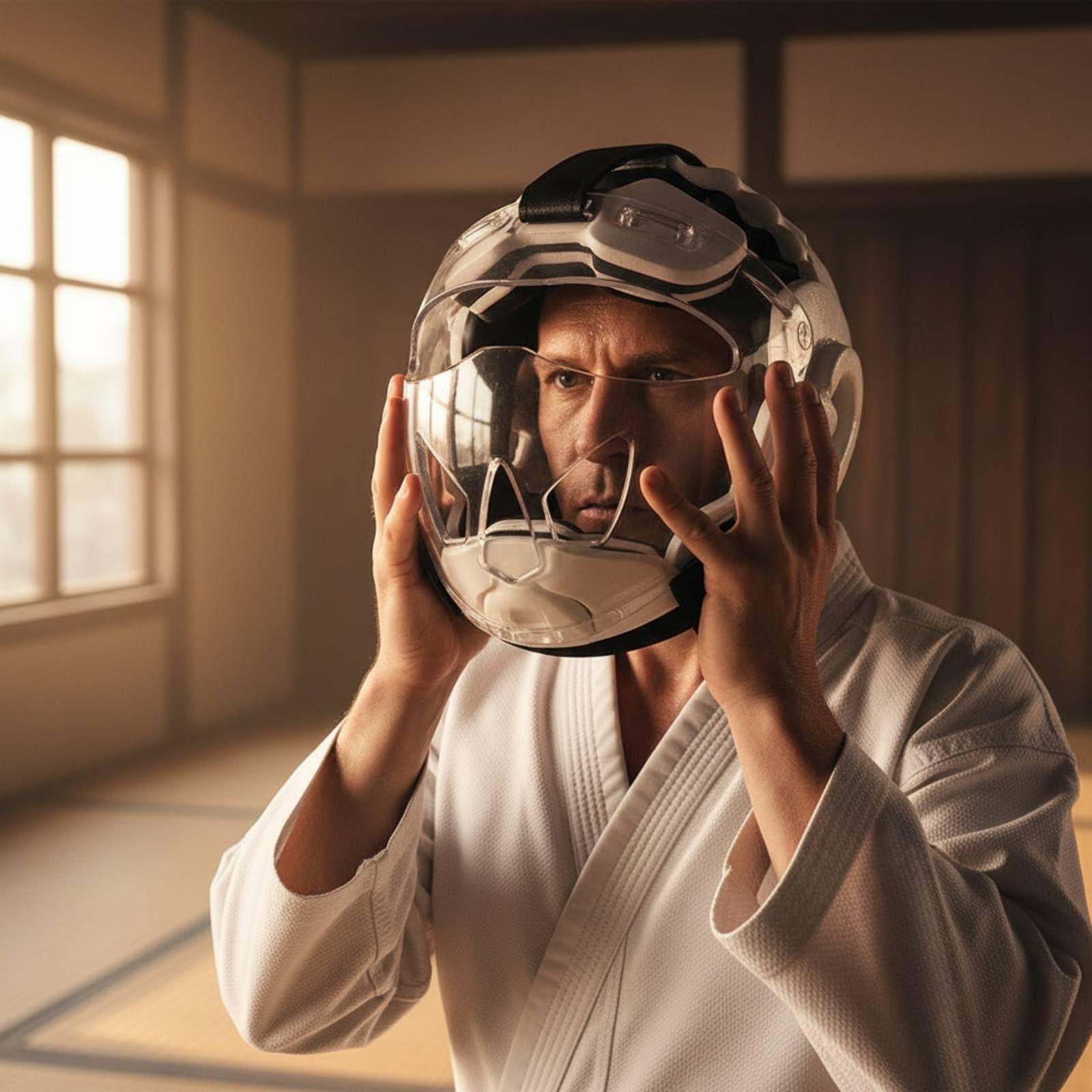 Casco Taekwondo Regolabile Ventilato Casco Karate Trasparente Traspirante Attrezzatura Sportiva per Gara, Allenamento