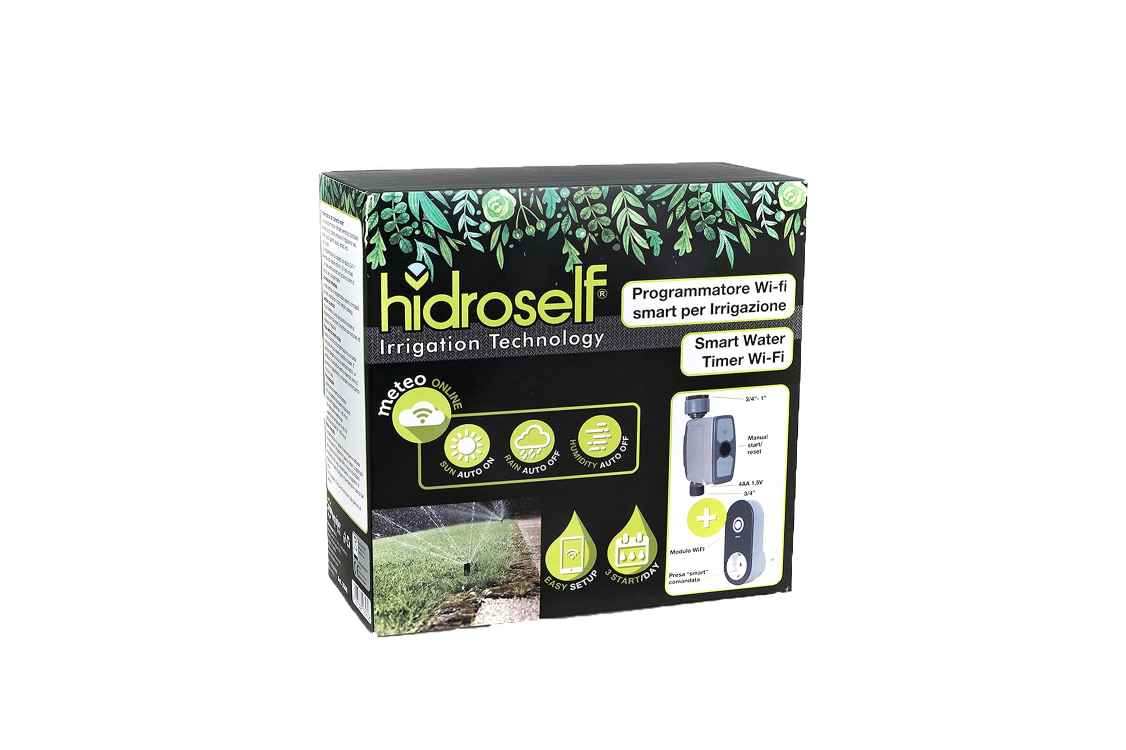 Centralina Irrigazione WIFI Programmatore Irrigazione Smart da Rubinetto per Irrigatore Automatico Giardino con App iOS e Android, Sensori Meteo, Risparmio Acqua, Kit Presa Gateway