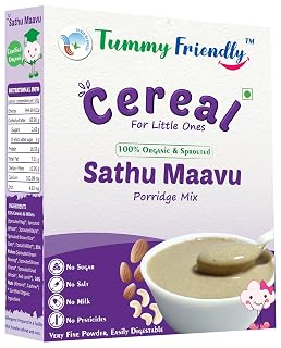 Tummy Friendly Certified Organic Sprouted Sathu Maavu Porridge Mix. Made of Sprouted Ragi, Whole Grains, Pulses & Nuts. Organic Baby Food For 8+ Months Baby. Shelf-life 9 month-200g (Sathu-200g)