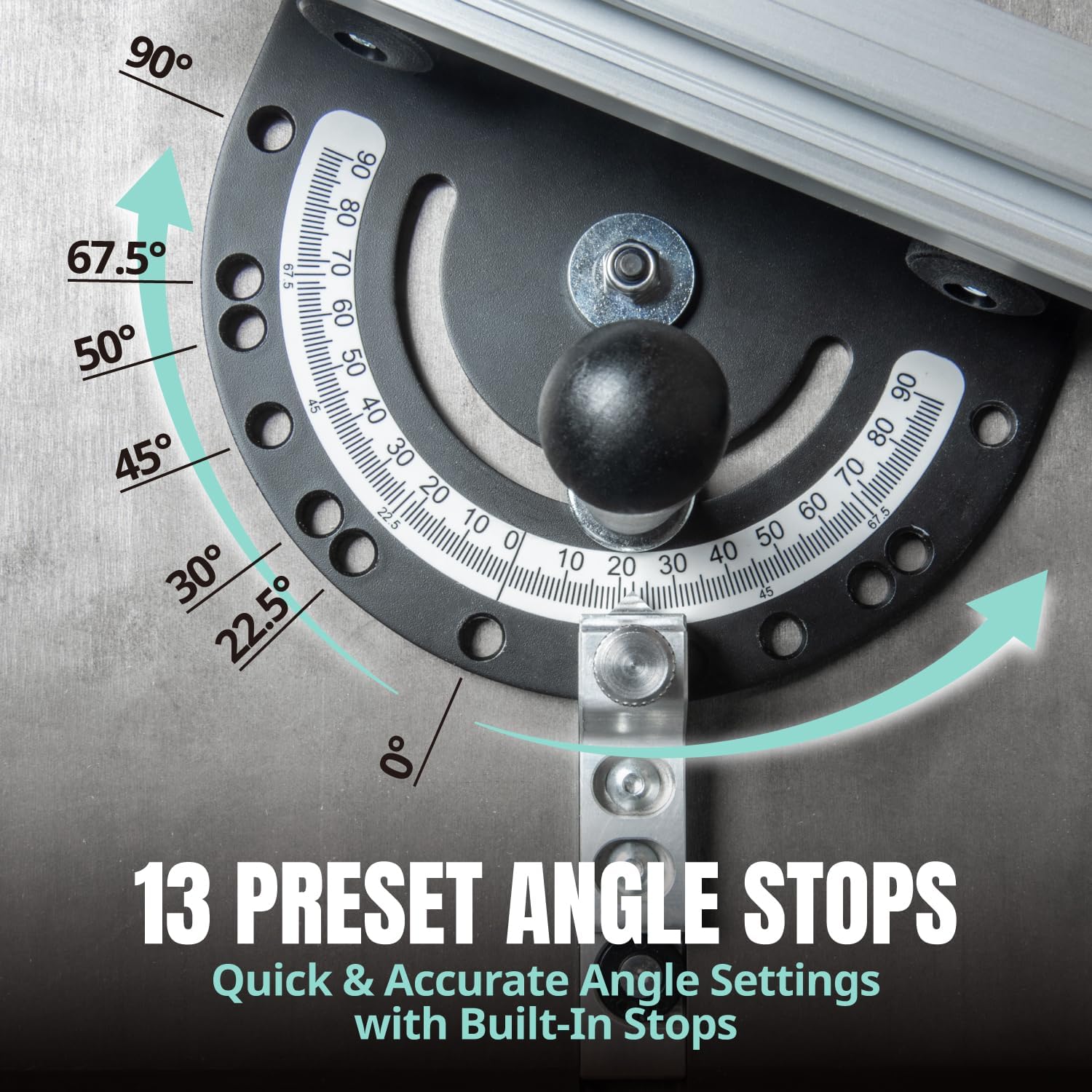 DuBois 51007 Table Saw Miter Gauge Fence System w/ 13 Precise Angle Stops & Standard 3/4”x 3/8”T-Slotted Miter Bar w/T-Slot Plate, Includes T-track Miter Fence, T-track Flip Stop, SEA/Metric Scale