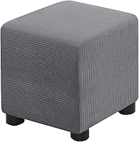 Vista 11 de Funda para Otomán Cuadrada Plegable de Almacenamiento Fundas para Otomán Jacquard Elásticas Cubo Reposapiés Fundas para Taburete ProZtector con Beige