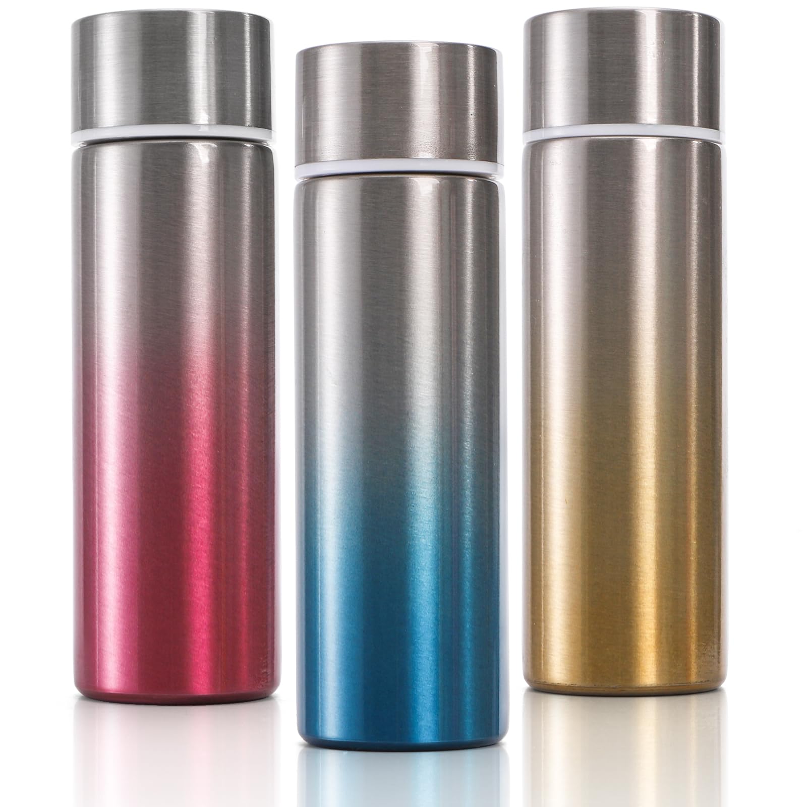 Acshio 3 Pack Mini Stainless Steel Water Bottle, 5 Oz Stainless Steel Metal Bottle, Portable Purse Water Bottles Pocket Slim Flask for Travel, Sports, Camping