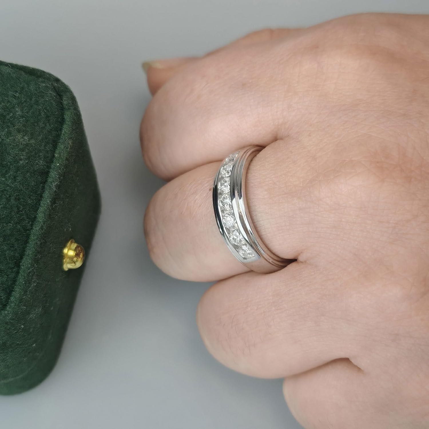 Moissanite Mens Wedding Band D Color VVS1 925 Sterling Silver Engagement Rings 7 Round Cut Eternity Promise Ring Size 12 - Image 5