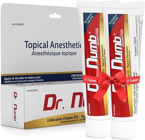 Dr. Numb Crema anestésica tópica sin receta de lidocaína al 5% para aliviar el dolor, máxima fuerza con vitamina E para aliviar el dolor en tiempo