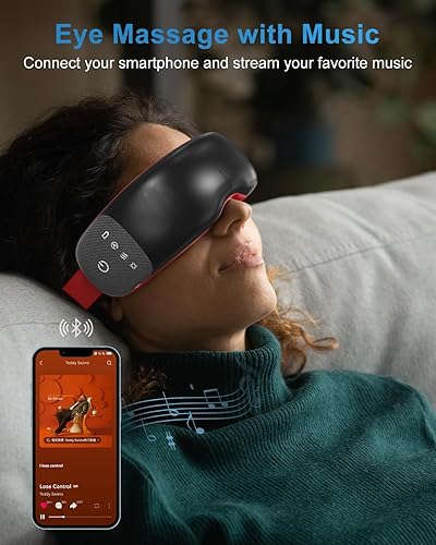 Miniatura 4 de Masajeador de ojos con masajeador de ojos de calor para migrañas, alivio de migrañas, máscara de ojos plegable con música, gafas inteligentes para