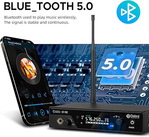 Miniatura 4 de D Debra PRO ST-102 UHF - Sistema de monitor inalámbrico inalámbrico en oído, IEM inalámbrico con carrocerías y auriculares, transmisor y receptor de