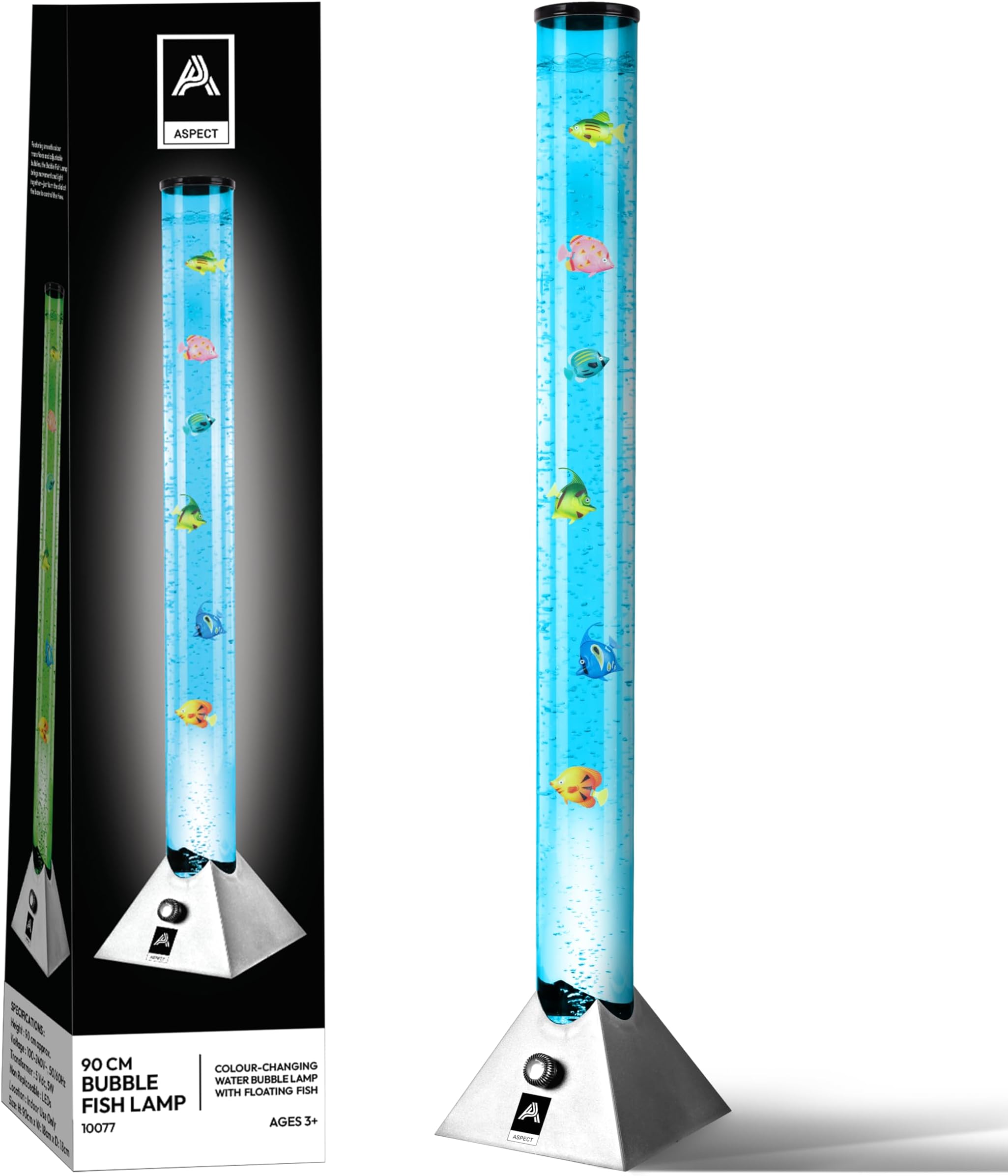 Aspect Sensory Lights Bubble Fish LED Colour Changing LED Light Bubble Fish Mood Lamp with Sturdy Base - Artificial Jellyfish Sensory Lamp for Home, Valentines Gifts- (90 cm, Silver)