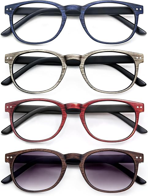 HEEYYOK Lunettes de lecture Femmes 3.0 Lecteurs Lunettes Femmes Pour Petites Dames Cheater Verres Léger Charnière de Printemps Confortable Lunettes de soleil Lecteur 4-pack