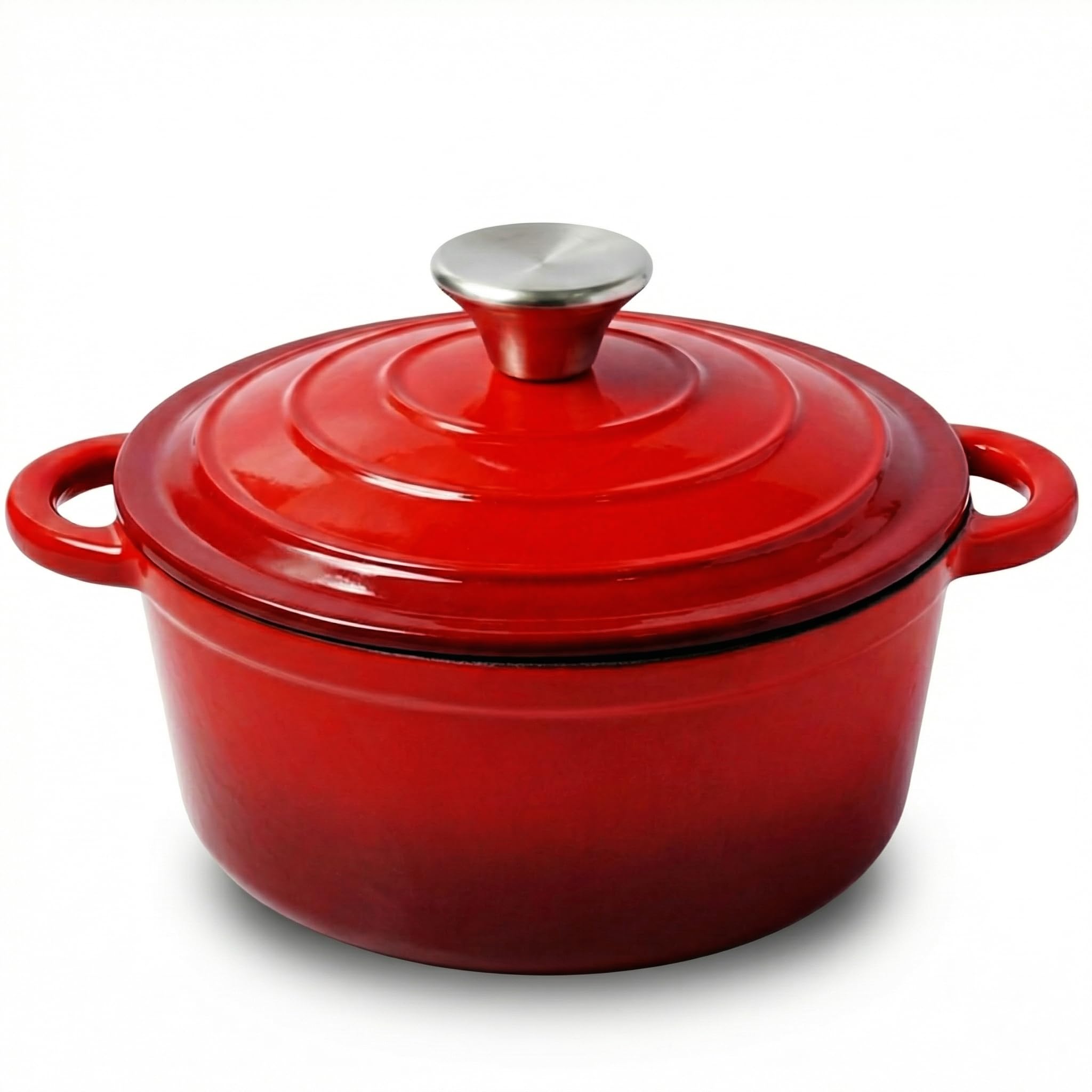 Cocotte en fonte avec couvercle - Faitout néerlandais - Convient pour l'induction - Passe au four jusqu'à 260 °C - Passe au lave-vaisselle - Idéal pour les ragoûts / rôtis (rouge)