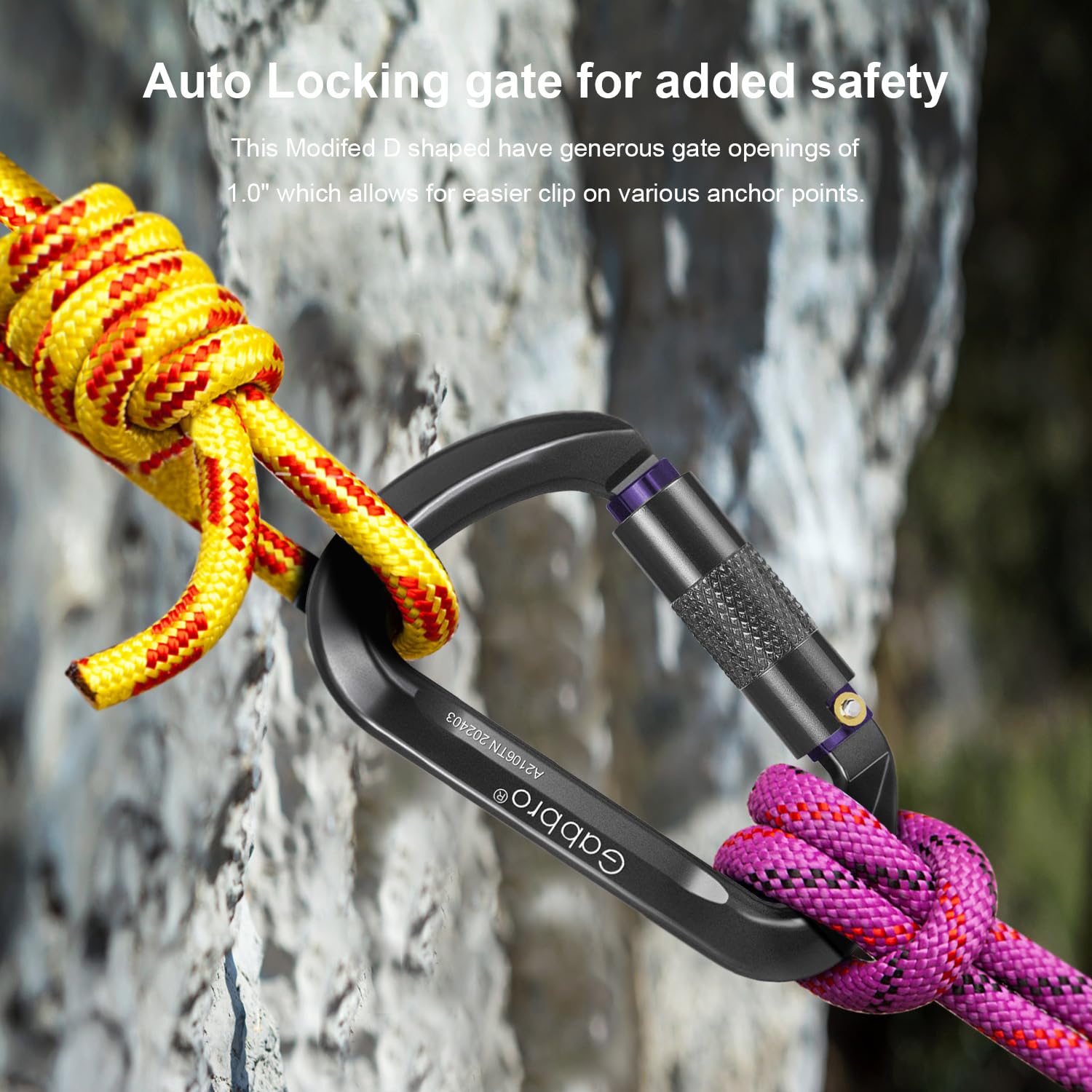 FresKaro Moschettoni Per Arrampicata 25kN Twist Lock - Certificati CE/UIAA, Confezione Da 2, Colore Nero