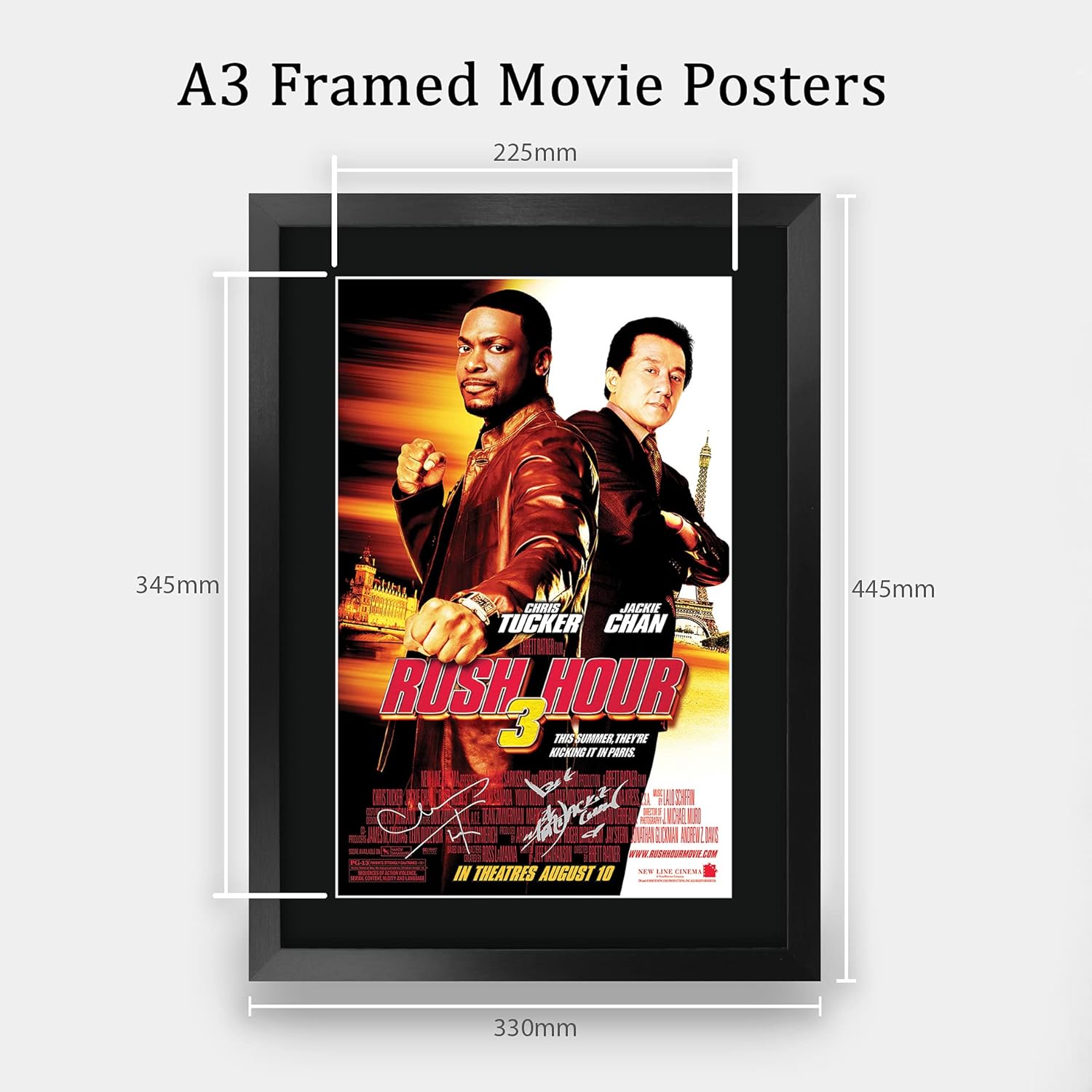 HWC Trading Rush Hour 3 Jackie Chan, Chris Tucker 16 x 12 inch Framed Gifts Printed Poster Signed Autograph Picture for Movie Memorabilia Fans - 16" x 12" Framed