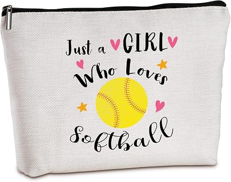 Softball Gifts Zipper Travel Makeup Bag for Women Softball Lovers Softball Player for Birthday Graduation Retirement Unique Gifts