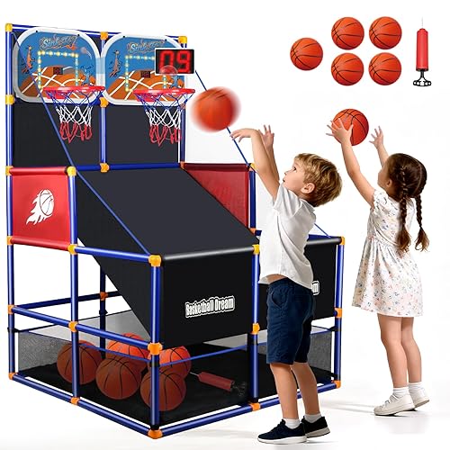 LED Arcade Basketball Game Set w/Electronic Scoreboard for Kids, Boy