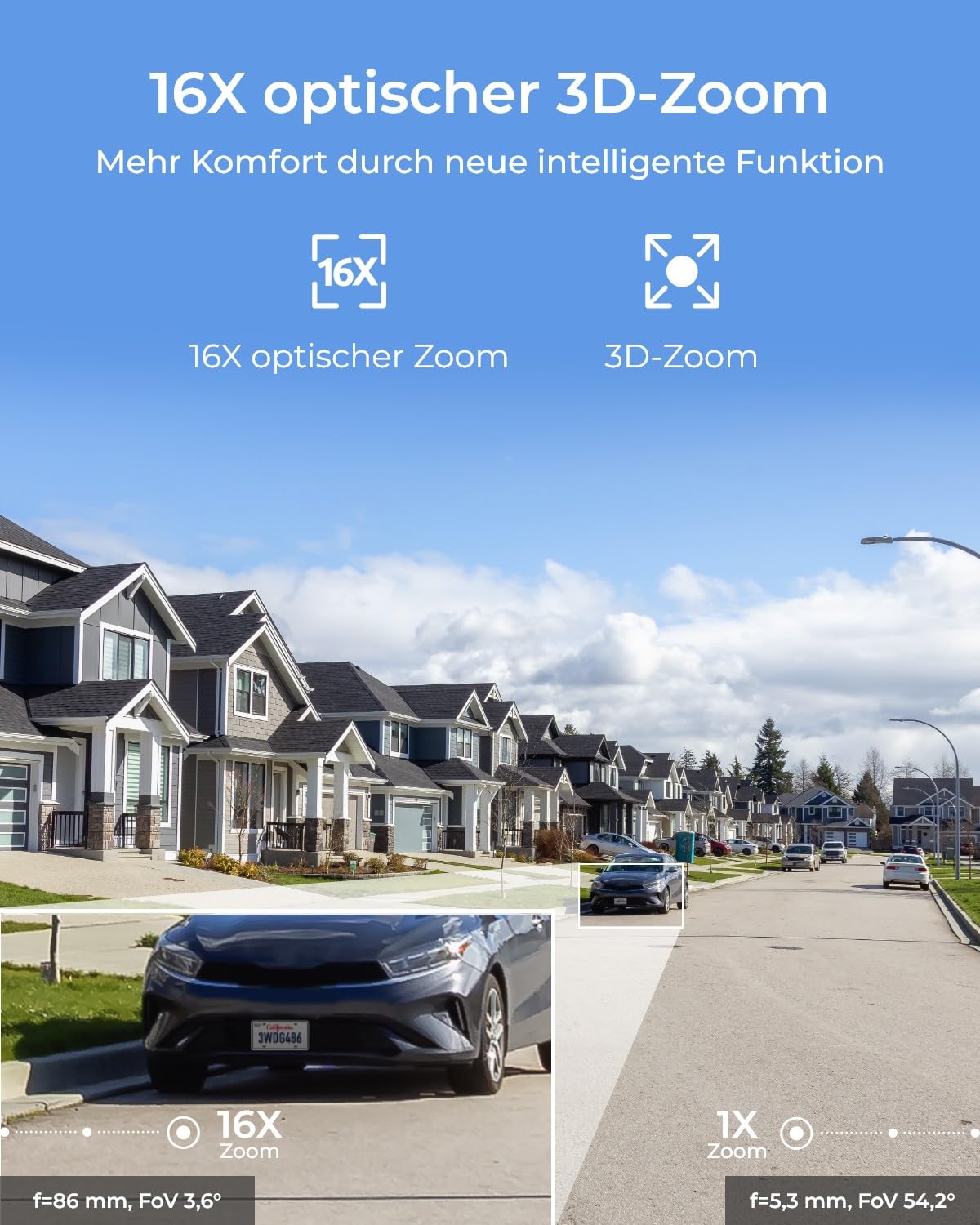 Reolink Smart 4K/8MP UHD PTZ Dome Überwachungskamera Aussen mit revolutionären 16X optischem 3D-Zoom, Farbnachtsicht, Personen-/Fahrzeug-/Tiererkennung, Zwei-Wege-Audio, 24/7 Aufzeichnung, RLC-823S2