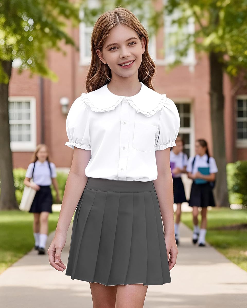 Girls Knit Peter Pan Collar Polo Shirt view 3