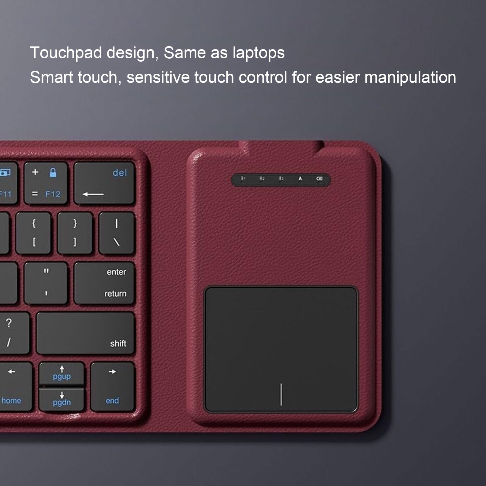 Tastiera ultra sottile con touchpad 3 tasti ripiegabili ricaricabili con commutazione dei dispositivi per viaggi in ufficio a casa