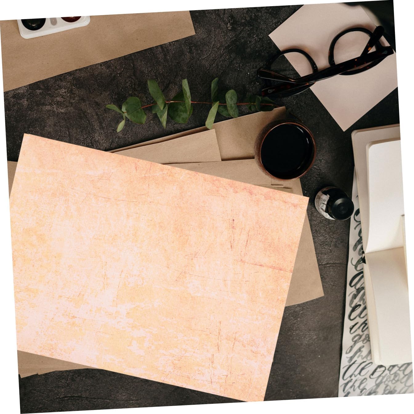 DOITOOL 100pcs A4 Retro Invitation Writing Paper with Vintage Crinkled Texture Decorative Stationery Paper for Letter Writing and Creative Invitations