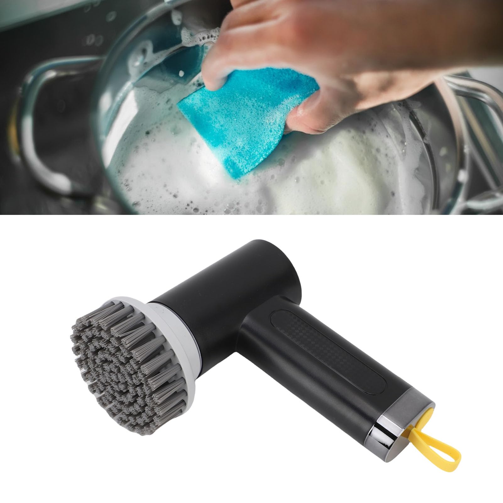 Spazzola Elettrica Ad Alta capacità, Lavasciuga Doccia Senza Fili, Efficiente Detergente Elettrico per Il Bagno con 3 Testine Sostituibili, Ideale per Piastrelle e Pavimenti (Black)