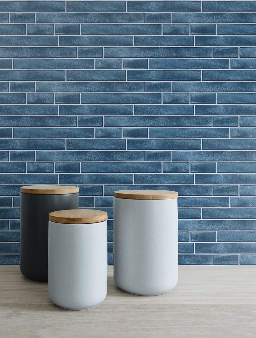 NextWall Brushed Metal Tile Peel and Stick Wallpaper (Denim Blue)