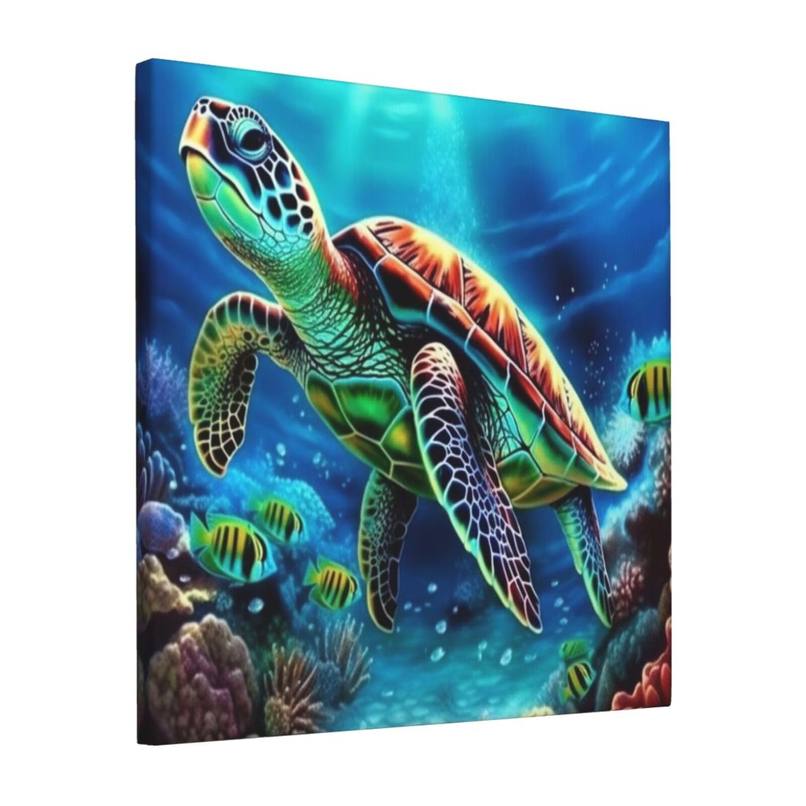 KLOPH Sea Turtles Diamond Painting Canvas Wall Art for Living Room 12"x12" Modern Artwork Painting for Bathroom Hanging Canvas Prints Aesthetic Wallart for Bedroom Kitchen Office Wall Decor