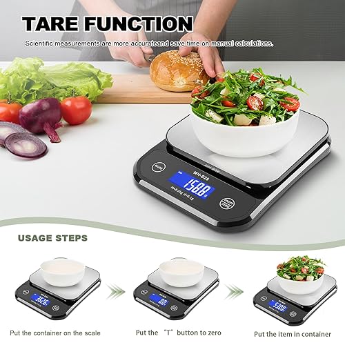 Miniatura 7 de Báscula digital impermeable IPX7 para alimentos, peso de gramos y onzas, 11 lb0.01 oz, báscula de cocina de alta precisión, peso digital para