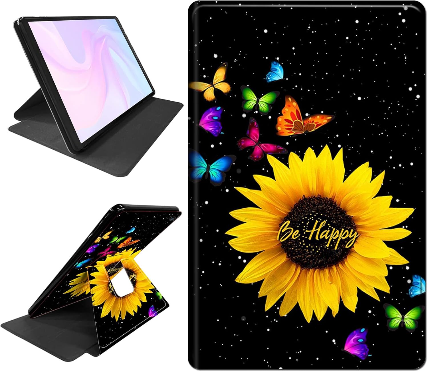 Case for All-New Kindle Fire HD 8 & 8 Plus Tablet (12th Generation/10th Gen,2022/2020 Release) 8",Multi-Angle Viewing 360 Degree Rotating Stand Folio Cover with Auto Wake/Sleep,Hummingbird in Skull