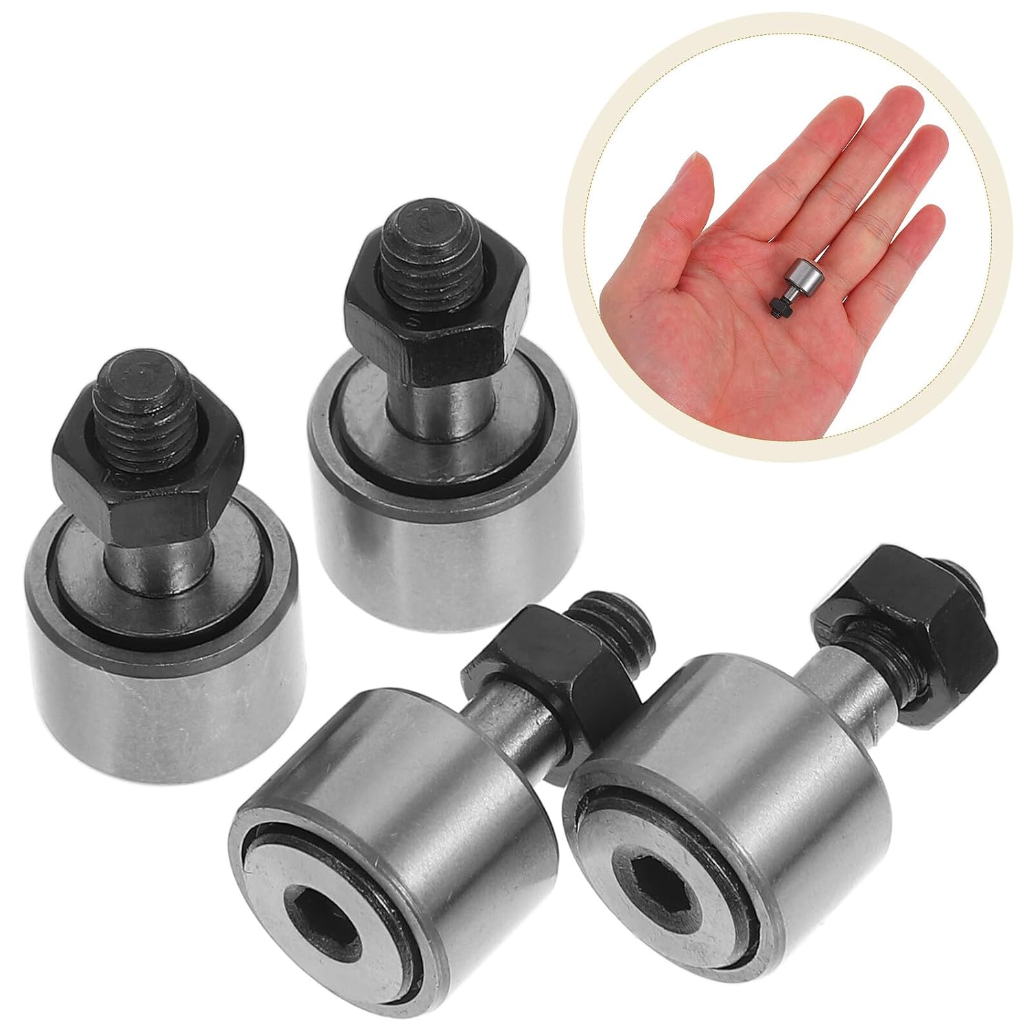 CALLARON 4pcs Cam Follower Needle Roller Bearings with Threaded, High Precision Guide Rail Accessory for 3D Printers and Machine Tool Track Runner Bearings