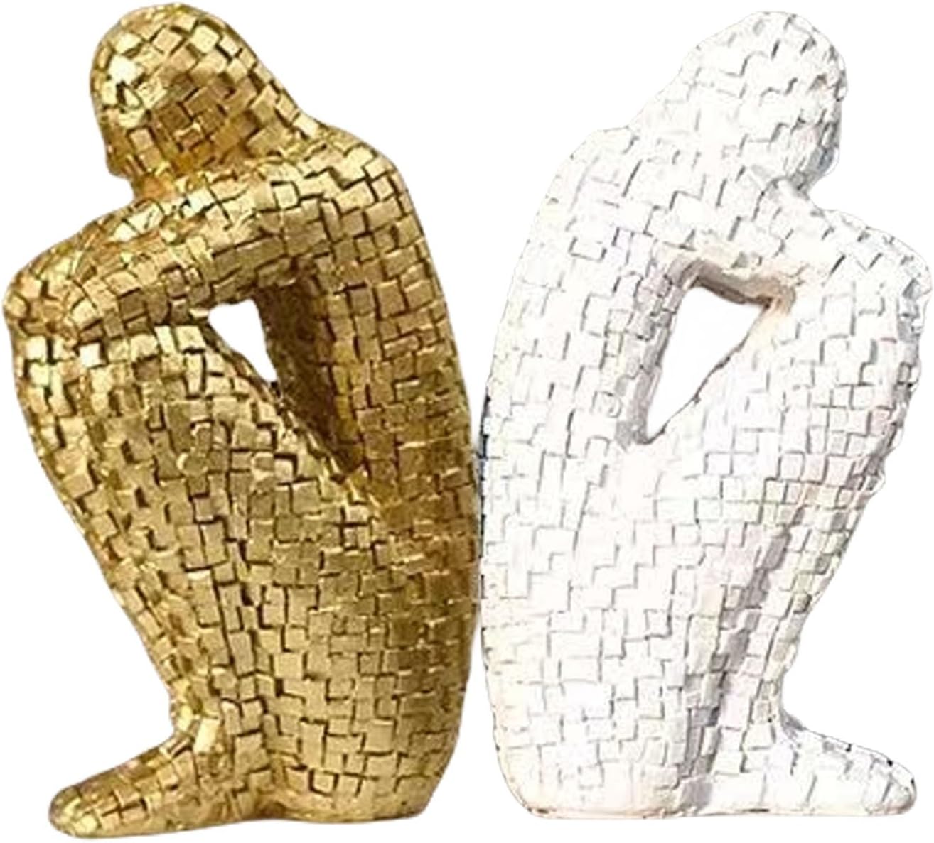 Mosaic Decorative Bookends, Modern Mosaic Abstract Sculptures, Simple Fashion Resin Abstract Statue, Modern Book Ends for Shelves, Decor Bookends for Desk, Library, Office, Shelf Decoration ( Color :