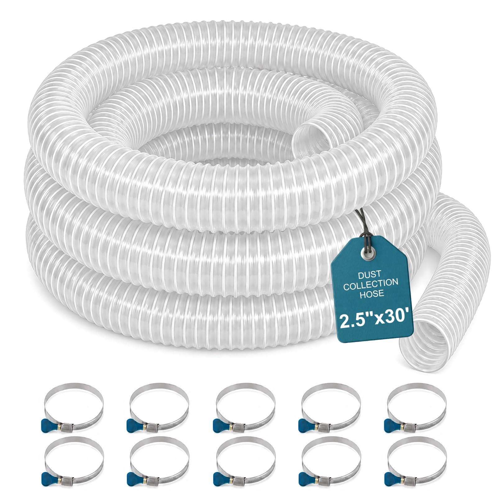 4" PVC Dust Collection Hose - 10ft, Clear -13