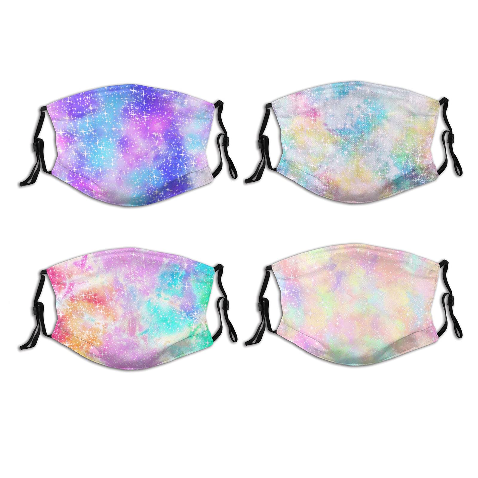 4 Pcs Face Mask With Filter Pocket Reusable Washable Breathable Anti-Dust Wind Sun-Proof Fashion Balaclava For Adult