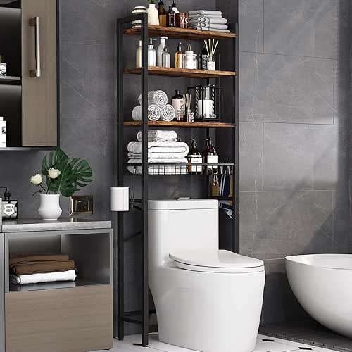 Over-The-Toilet Storage Rack, 4-Tier Bathroom Organizer Shelf Over Toilet with