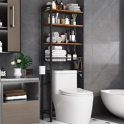 Over-The-Toilet Storage Rack, 4-Tier Bathroom Organizer Shelf Over Toilet with