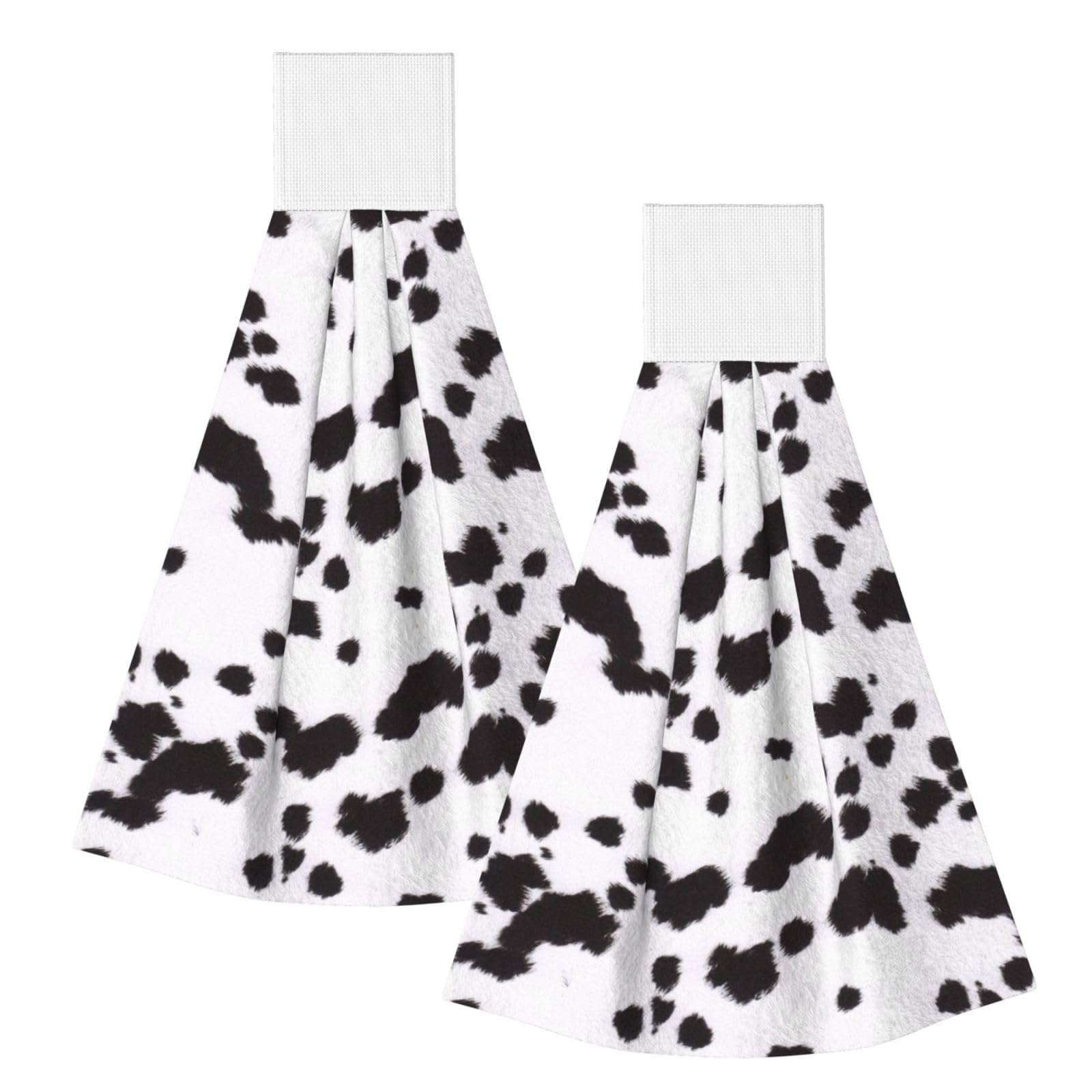 DOPKLNA Dalmatian Print Pattern, 2 Pcs Hanging Coral Fiber Hand Towels for Bathroom, Absorbent Kitchen Towels