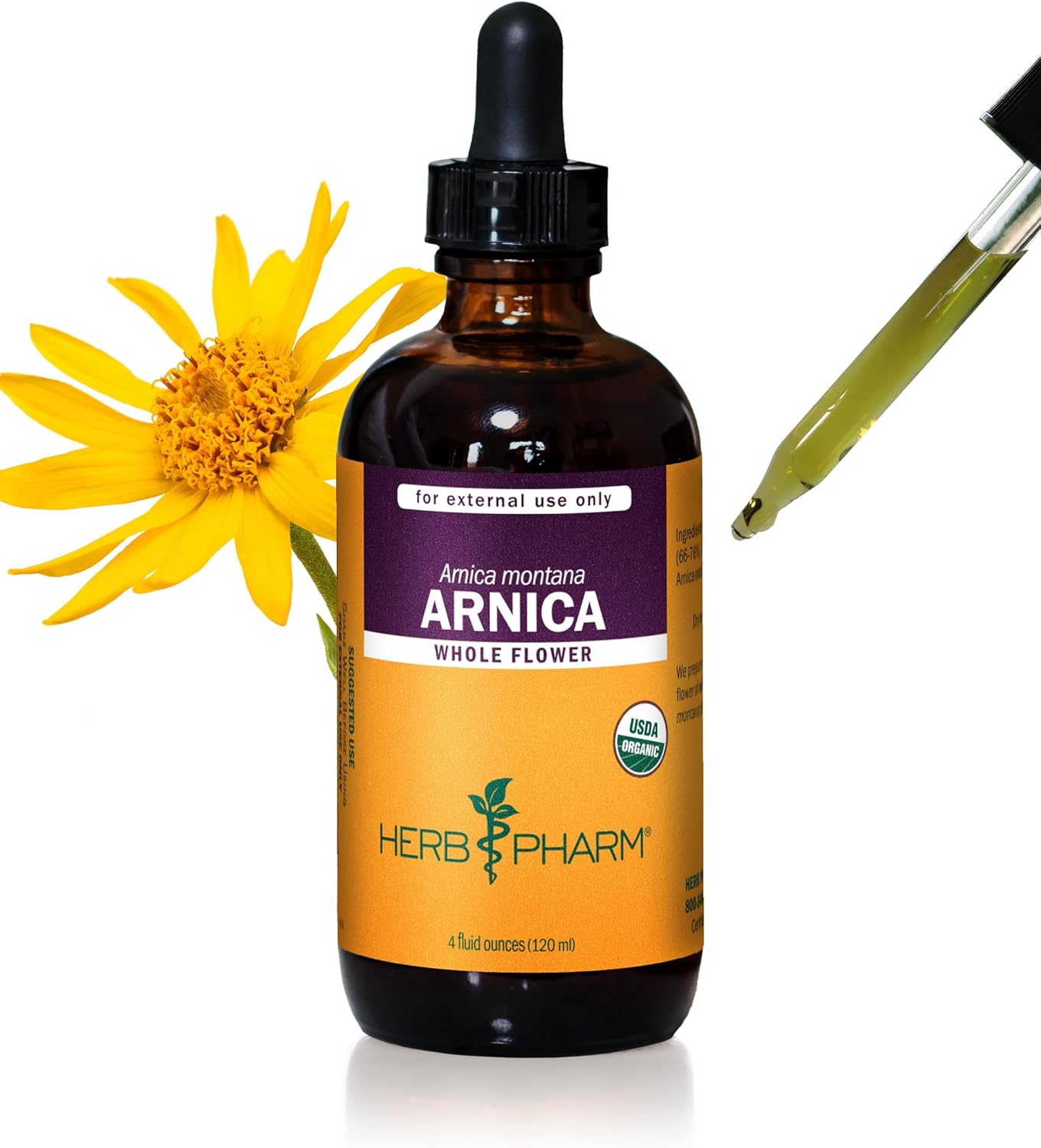 Herb Pharm Certified Organic Arnica Liquid Extract for Minor Pain Support - 4 Ounce