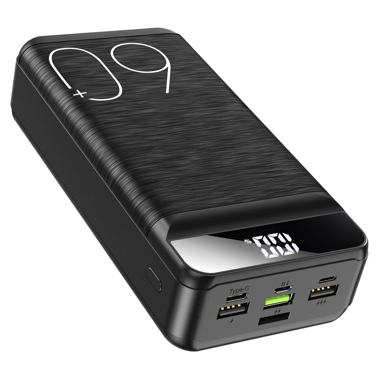 Power Bank 60000 mAh 22,5 W Ricarica Rapida Caricatore USB-C Ricarica Rapida con 4 uscite e 3 ingressi, Display LED Enorme capacità Batteria esterna per la maggior parte dei dispositivi elettronici