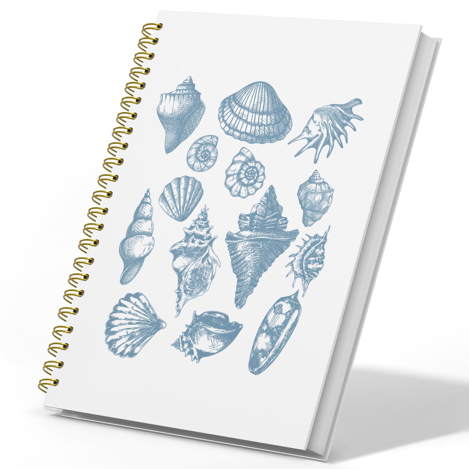 DSHFG Cute Blue Notebook Journal for Women Teen Girls, Preppy Seashell Beach Notebooks for College School Office Note Talking Bible Notes, Gifts for Women Teen Girls Kids Diary, Writing Notebook, 5.5x8.3