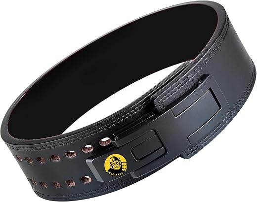 Muscleape 13mm Lever Belt. 4" Wide Genuine Leather. Quick-Release Steel Alloy Lever. Adjustable Powerlifting Belt With Lif