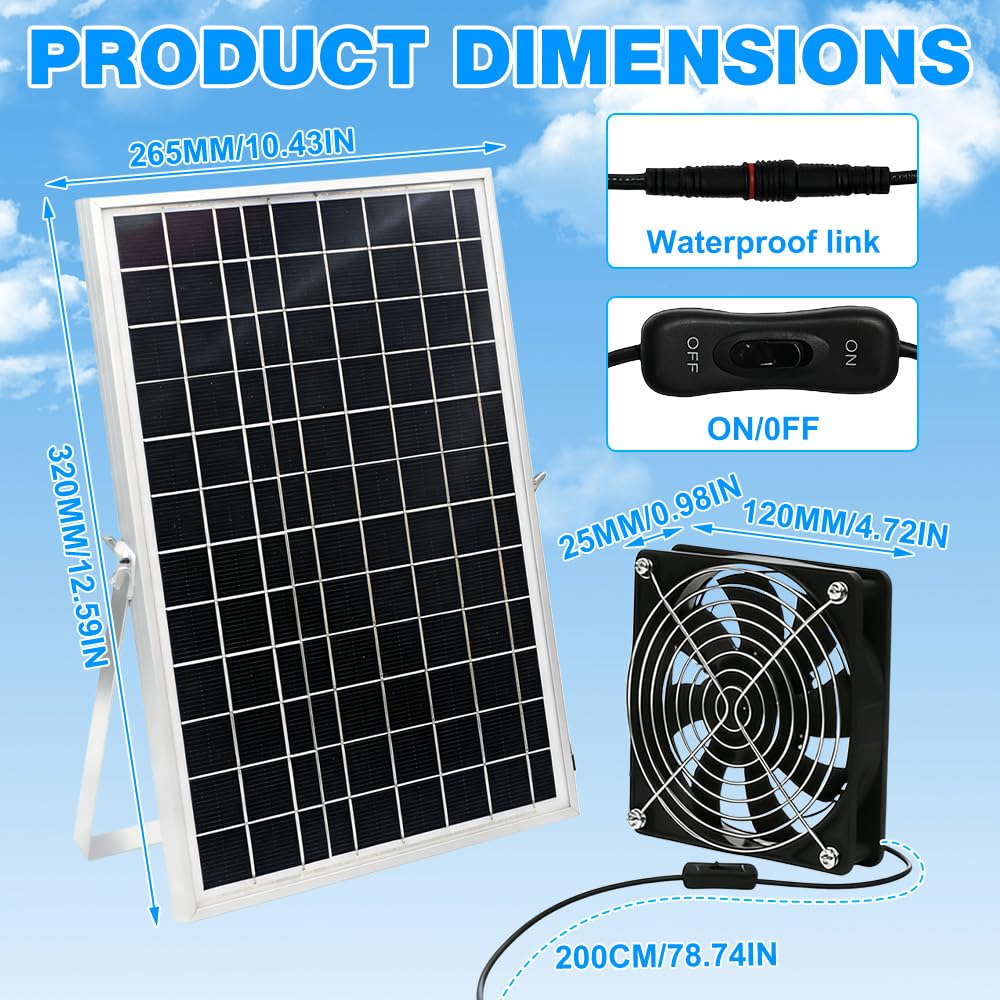 Ventilateur Solaire 15W 18V Double Ventilateur CC Extraction Fenêtre Hangar Poulailler Serre