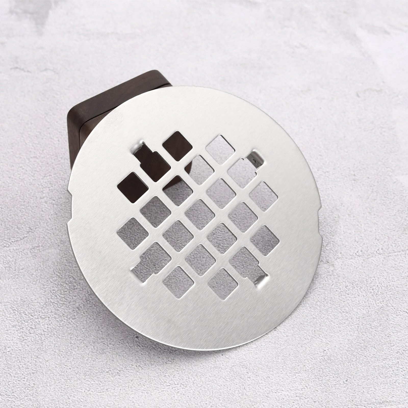 Create Idea 4.25" Round Snap-In Shower Drain Cover – Stainless Steel Grid Grate For Bathroom, Balcony & Garage (Square Hole)