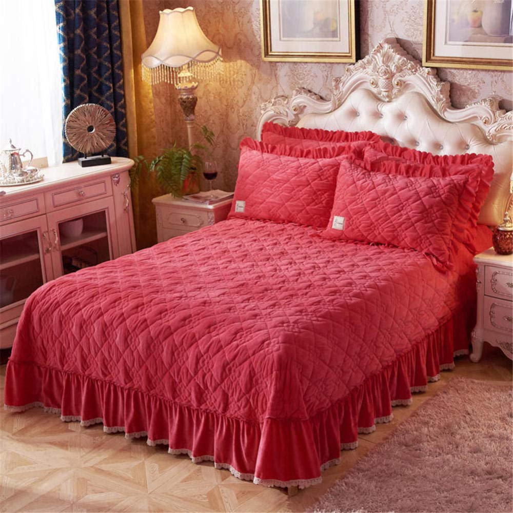 Couvre-lit monobloc peluche rouge 250x250cm contre le froid couverture matelassée